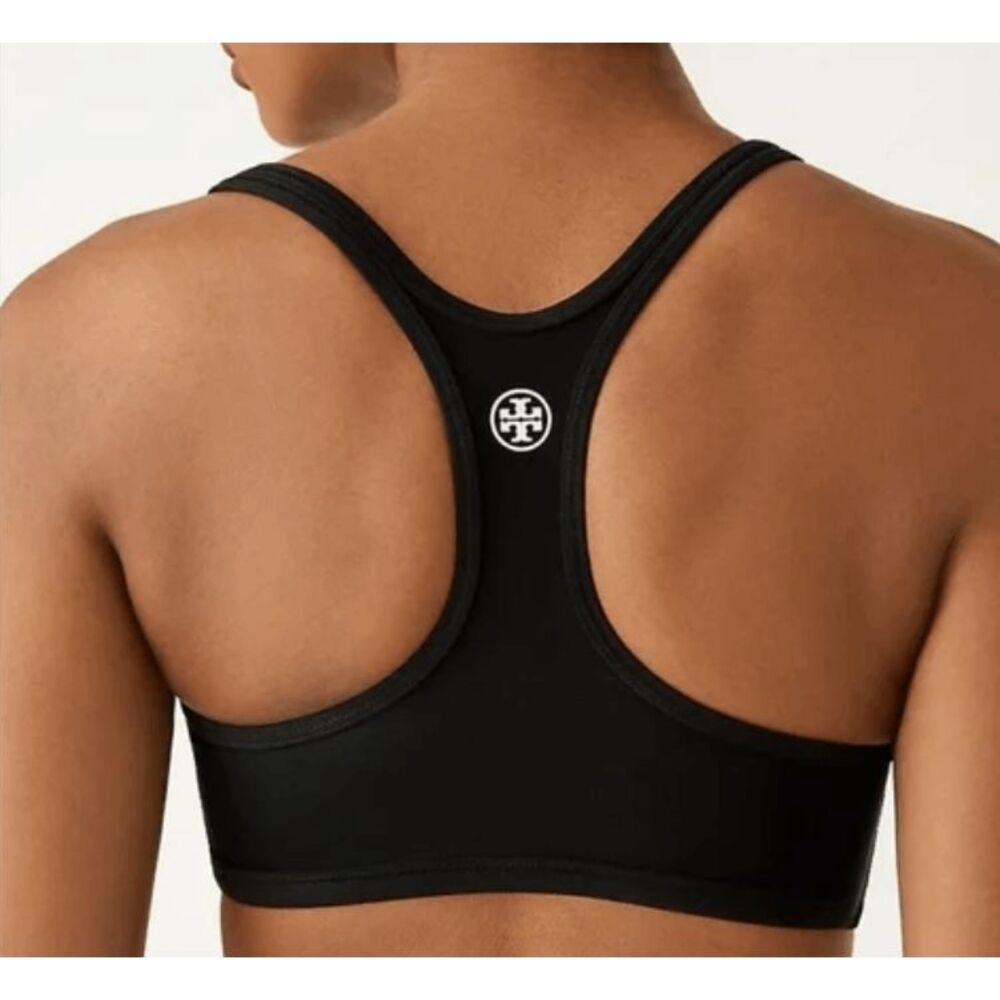 Tory Burch Sport Seamless Racer Back Sports Bra Black Back Logo Size XS